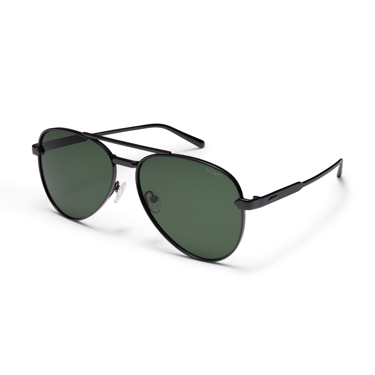 Miramar Aviator Sunglasses Black Frame Green Lenses
