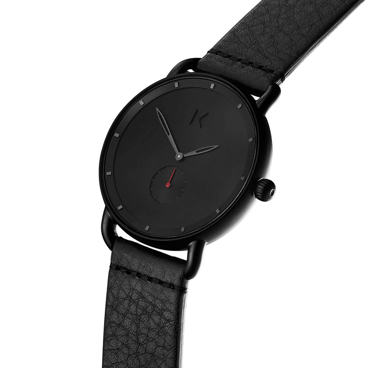 MVMT Men's Revolver Black Leather Watch