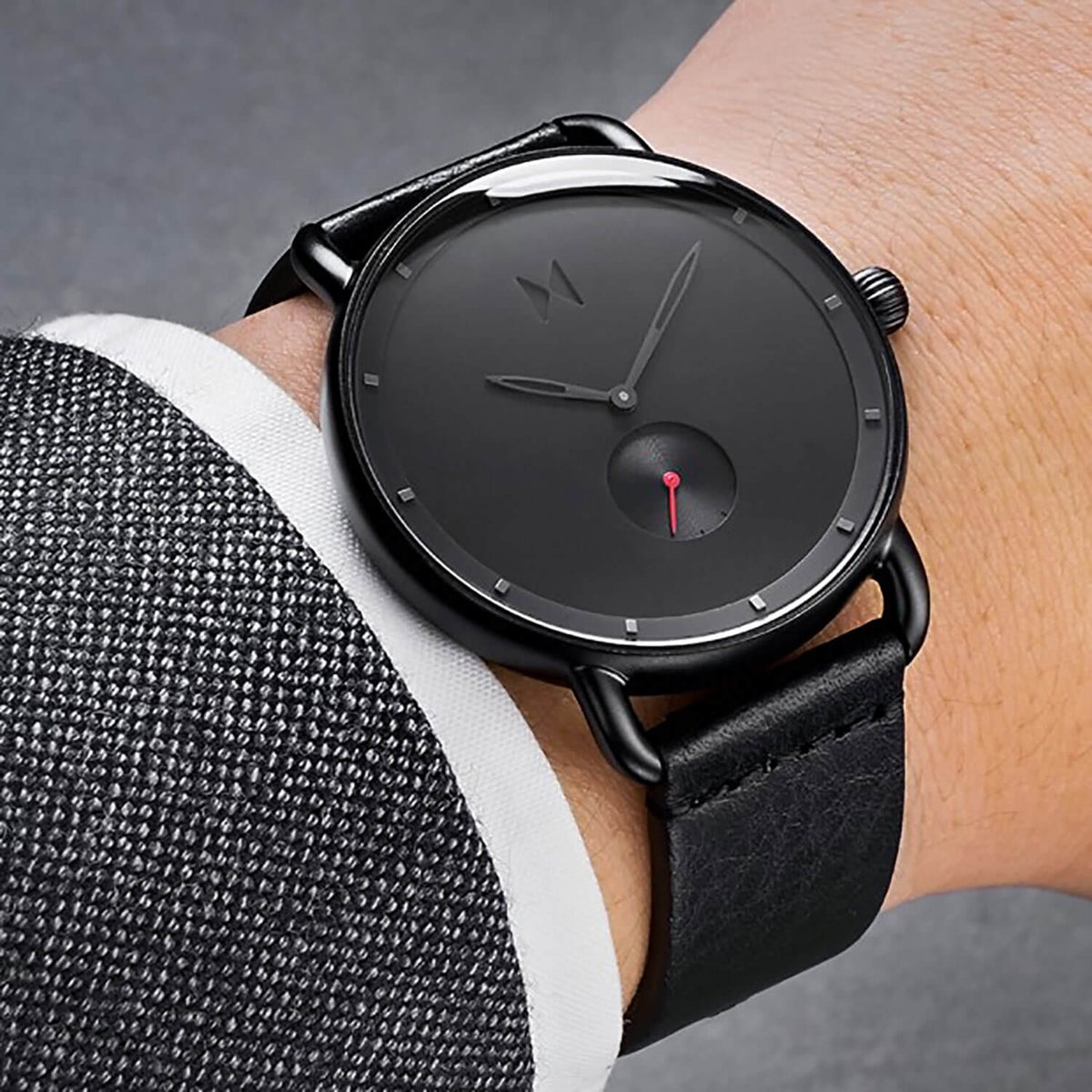 MVMT Men's Revolver Black Leather Watch