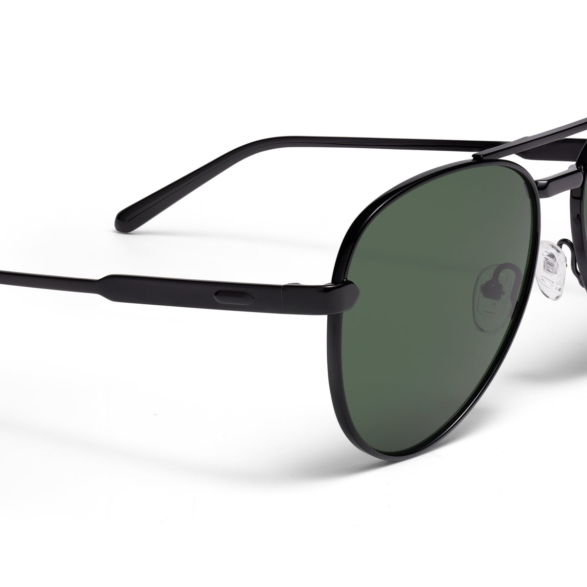 Miramar Aviator Sunglasses Black Frame Green Lenses