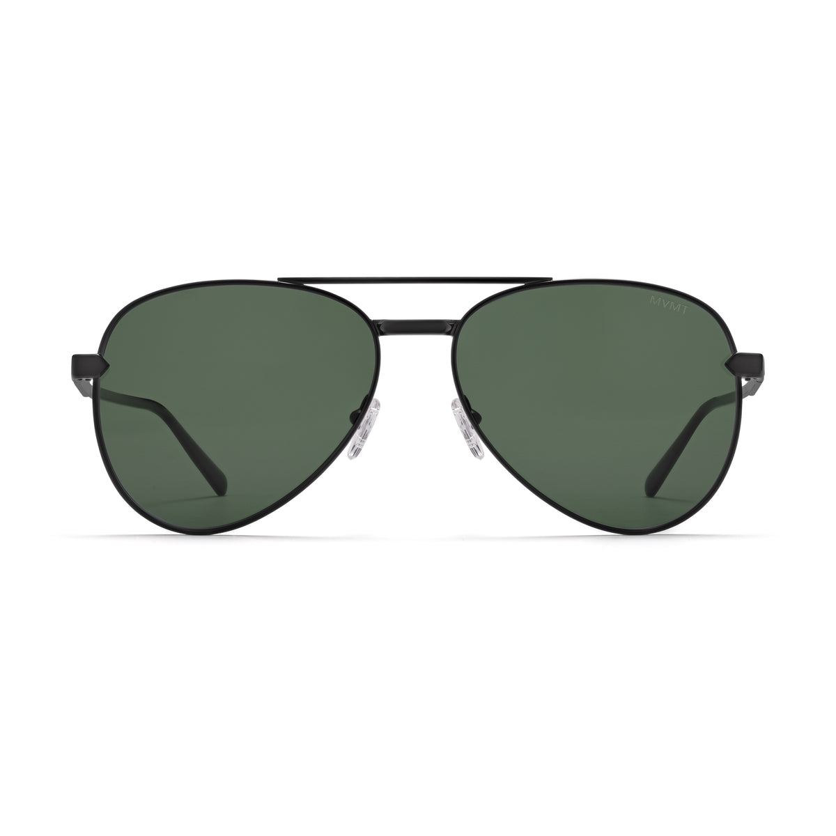 Miramar Aviator Sunglasses Black Frame Green Lenses
