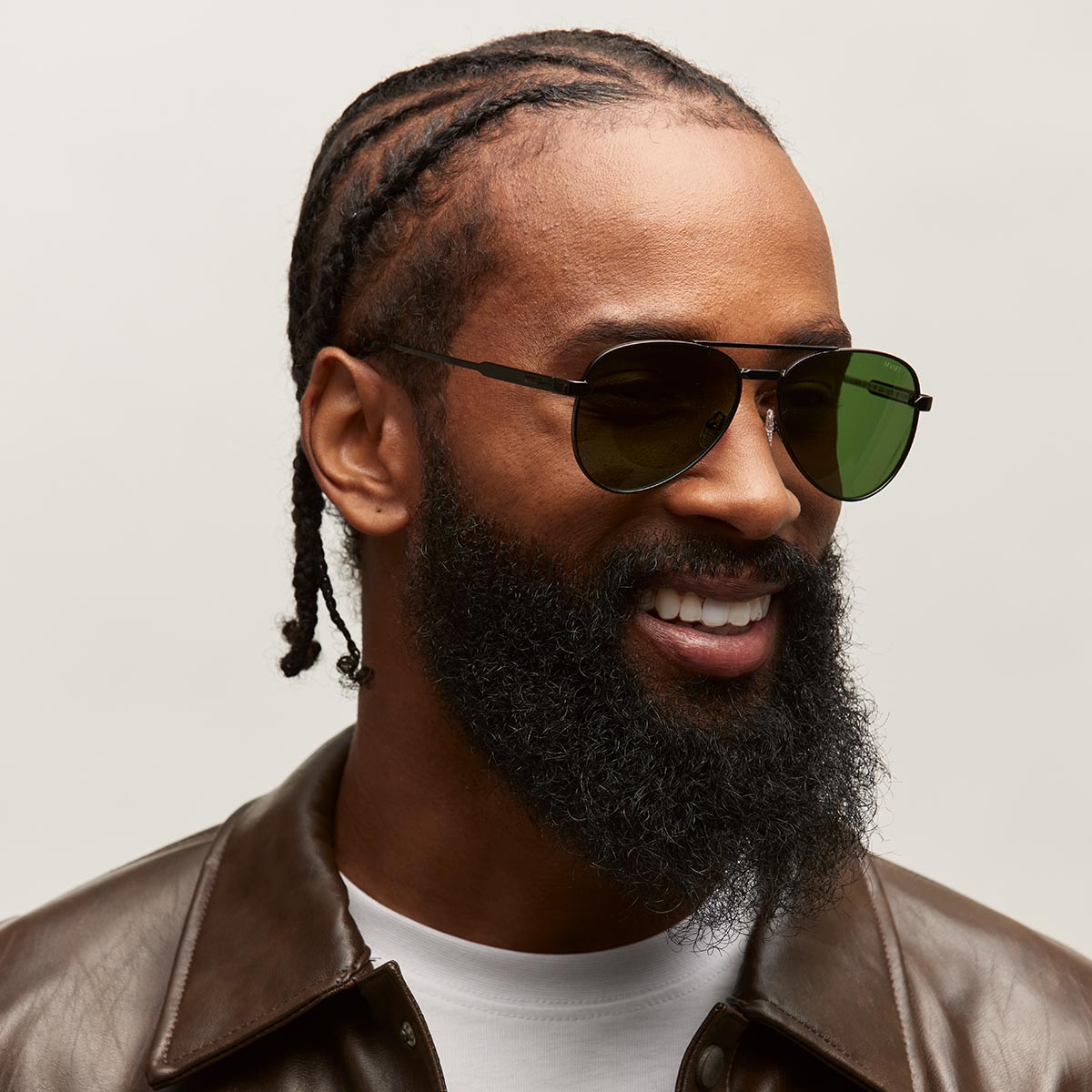 Miramar Aviator Sunglasses Black Frame Green Lenses