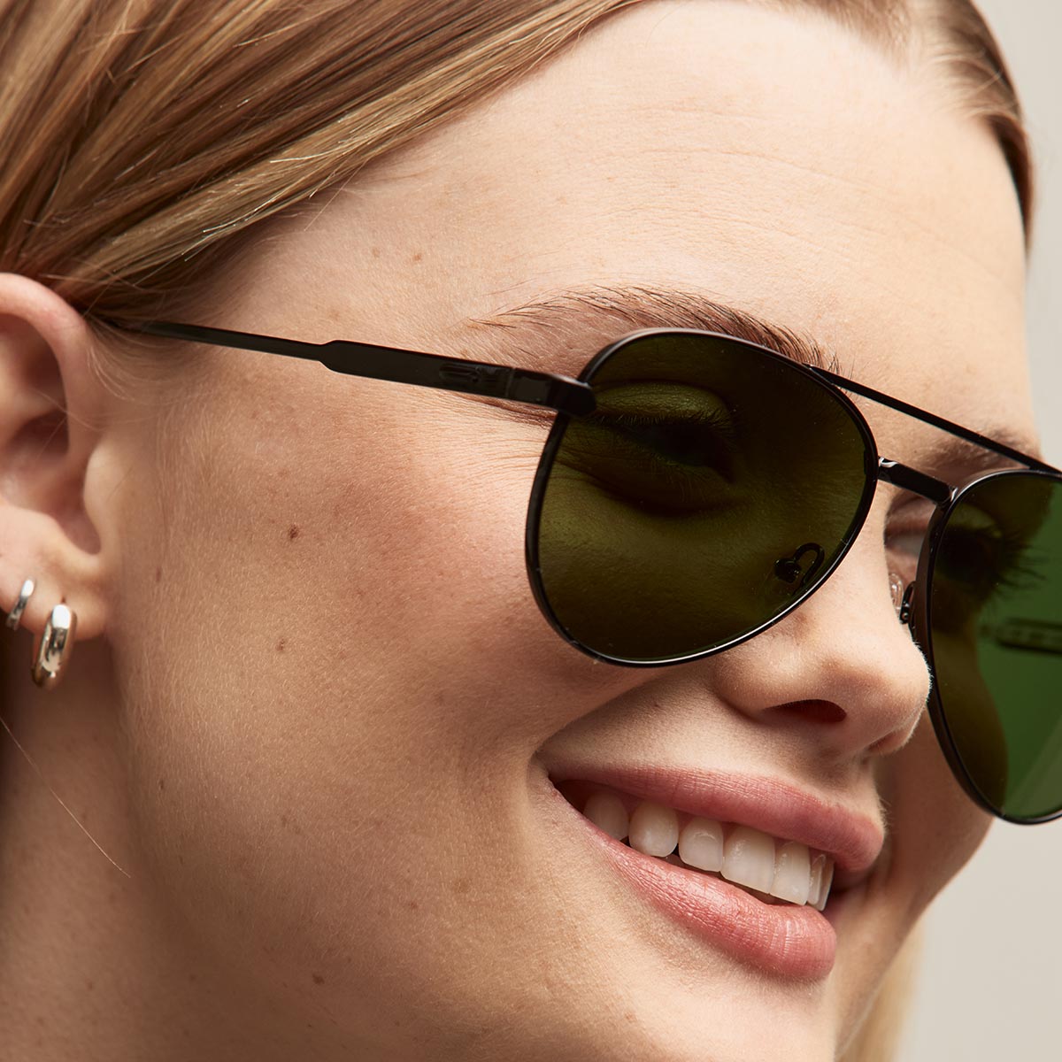 Miramar Aviator Sunglasses Black Frame Green Lenses